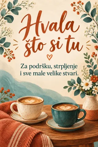 Čestitka · Hvala što si tu - Kafa