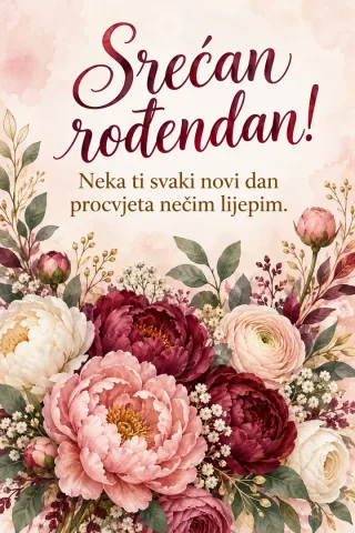 Čestitka · Srećan rođendan - Cvjetni buket