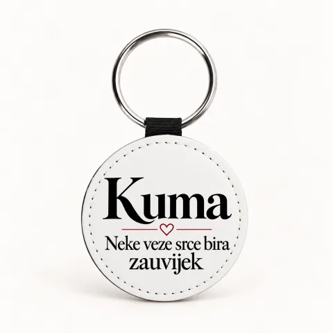 Kuma — Neke veze srce bira zauvijek - Kožni privjesak — okrugli