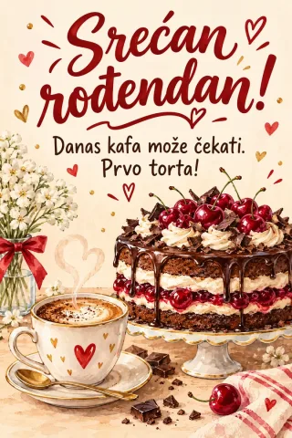 Čestitka · Srećan rođendan - Kafa i torta