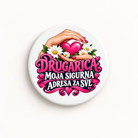 Drugarica, moja sigurna adresa za sve - Keramički magnet — okrugli