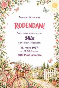 Pozivnica · Cvjetni bicikl na proizvodu