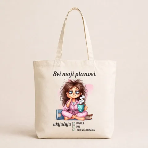 Svi moji planovi ukljucuju spavanje kafu - Pamučni ceger