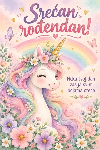 Čestitka · Srećan rođendan - Dugin jednorog