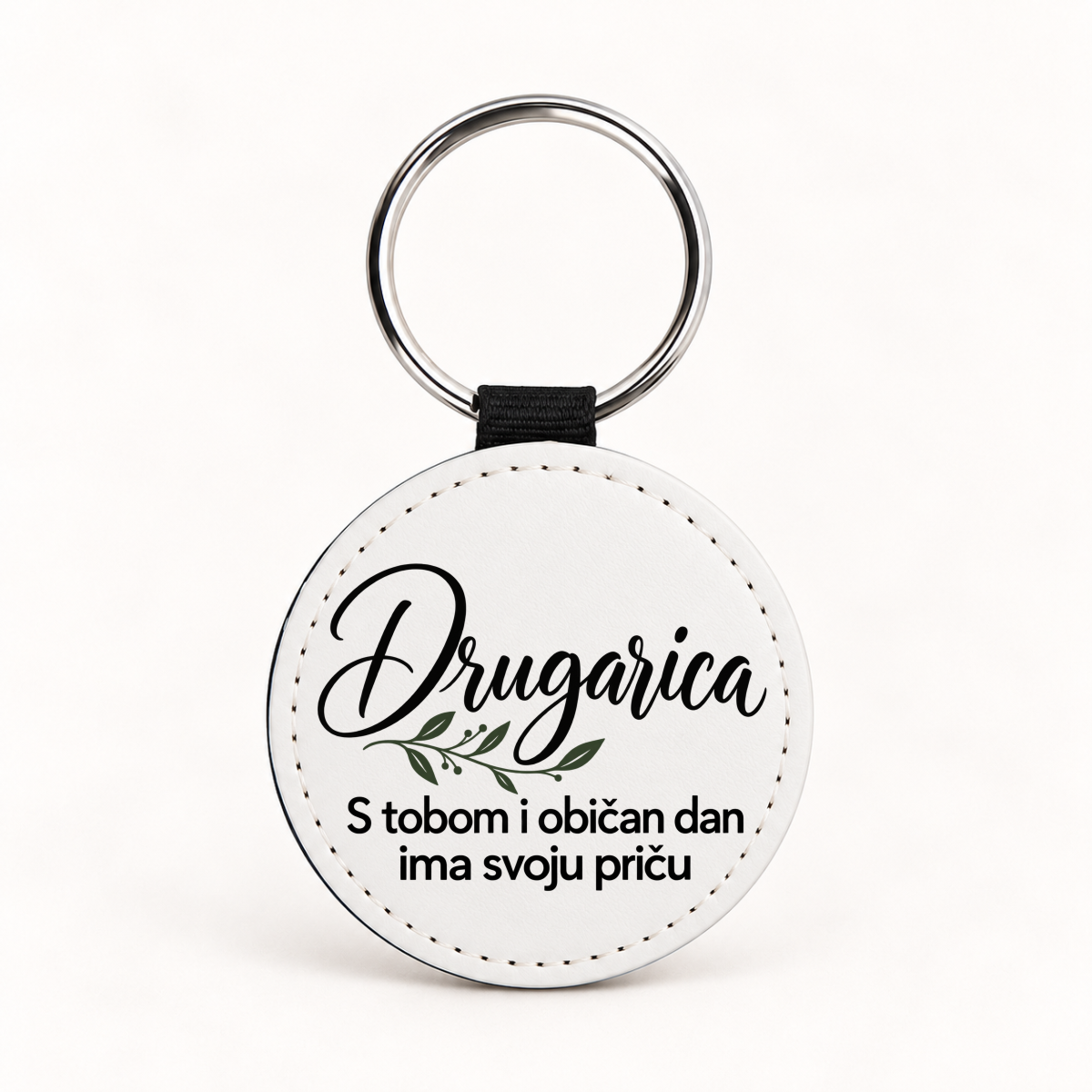 Drugarica — S tobom i običan dan ima svoju priču - Kožni privjesak — okrugli – prikaz proizvoda