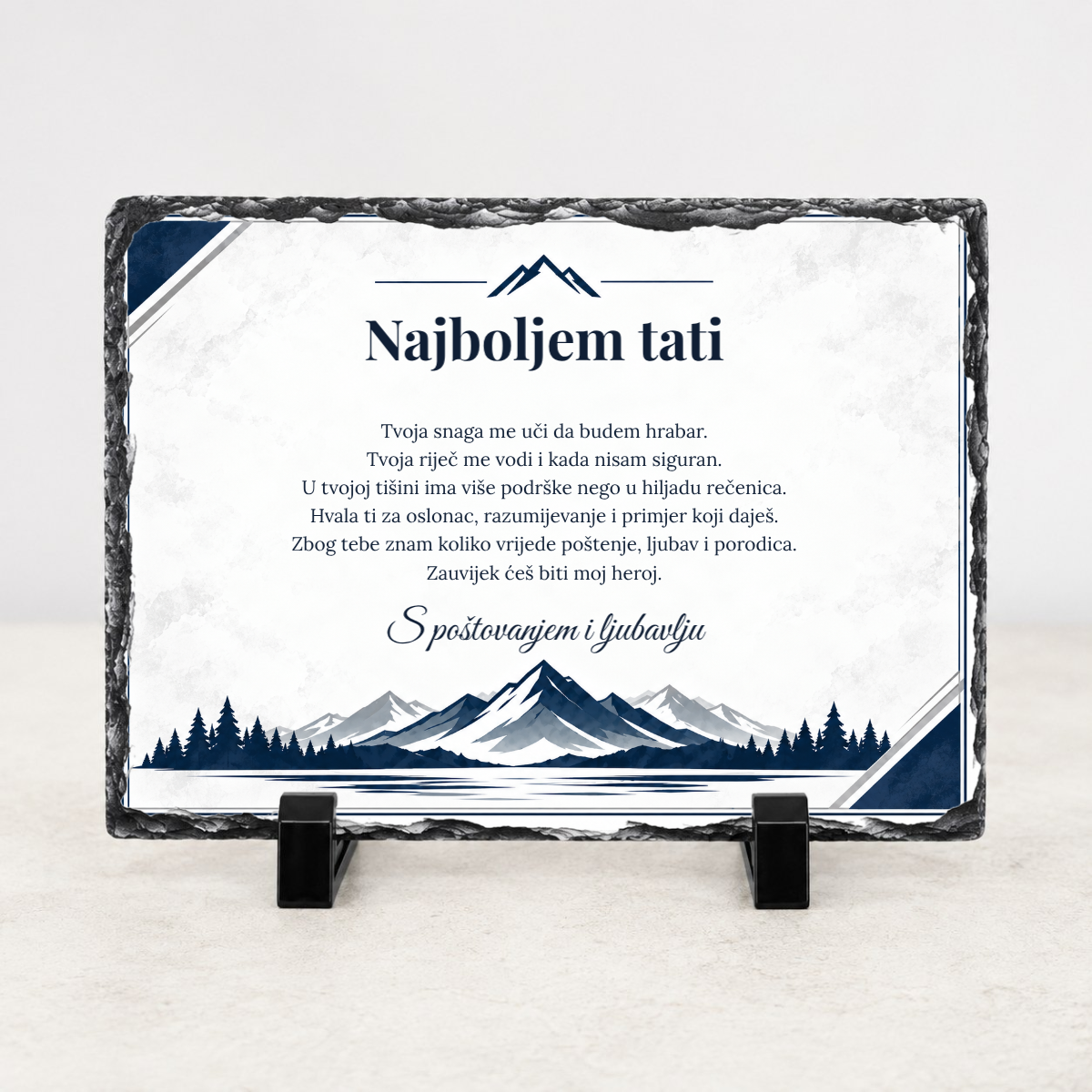 Najboljem tati · Foto kamen – vodoravno – prikaz izdelka