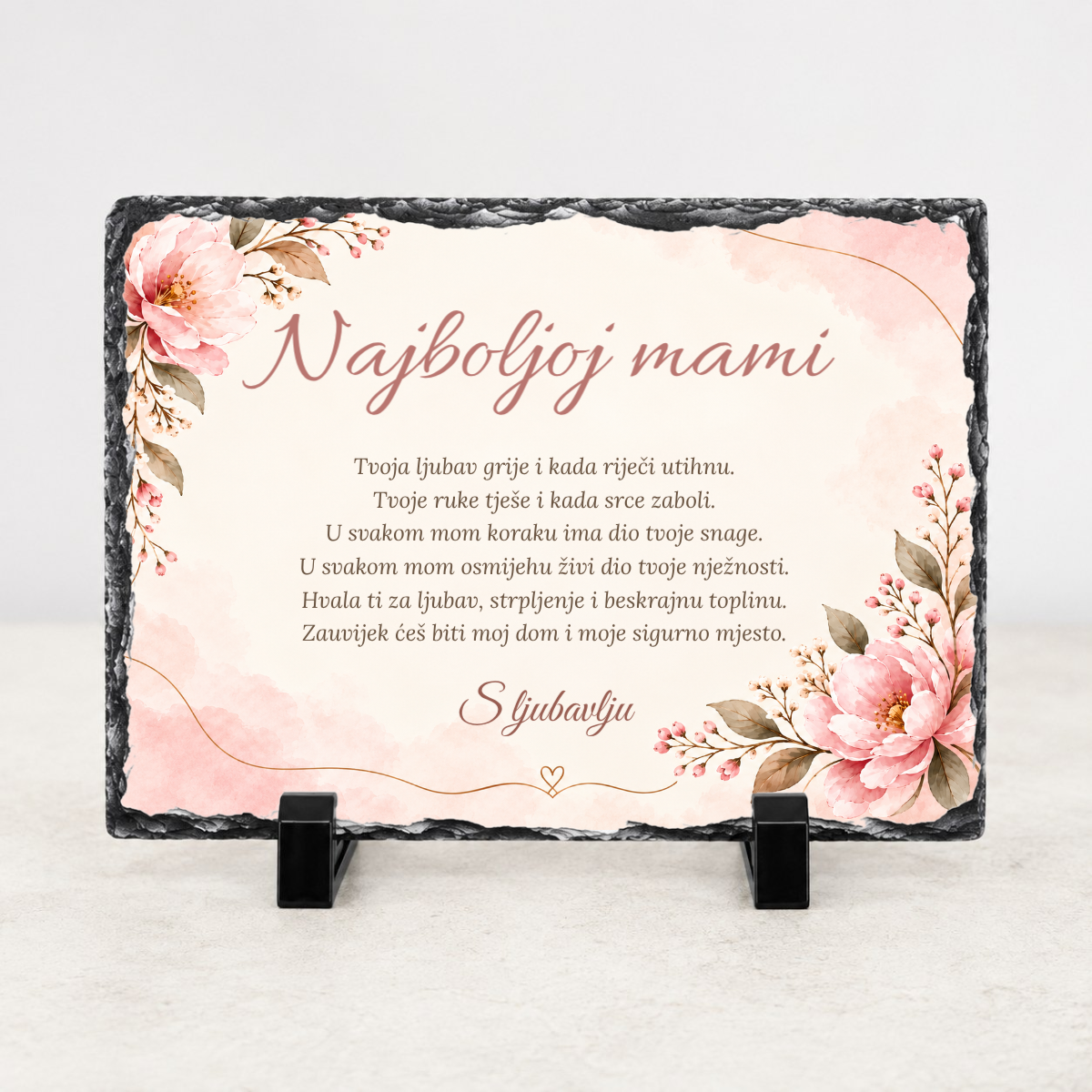 Najboljoj mami · Foto kamen – vodoravno – prikaz izdelka