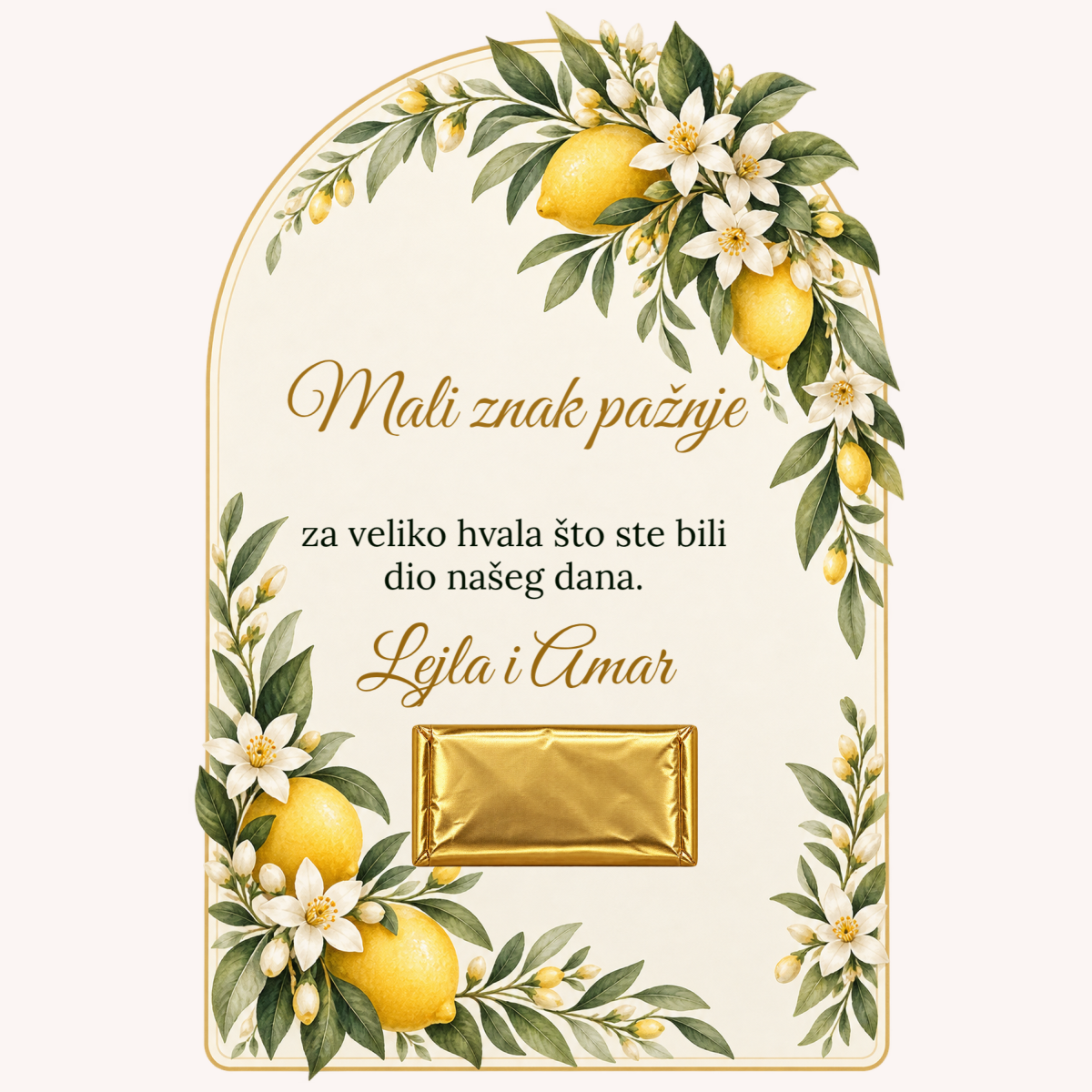 Zahvalnica · Limun i bijeli cvijet – prikaz proizvoda